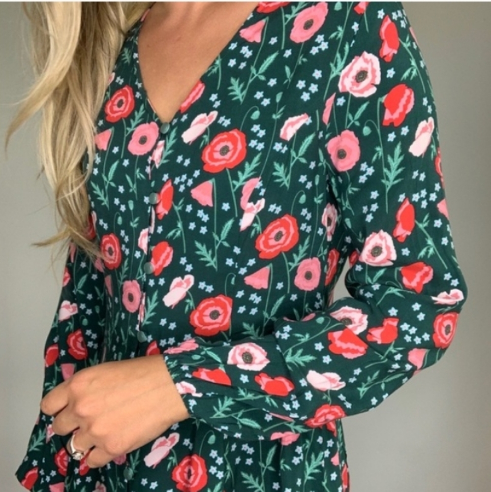 2 FOR $25! Matilda Jane Yesteryear Green Red Floral Top